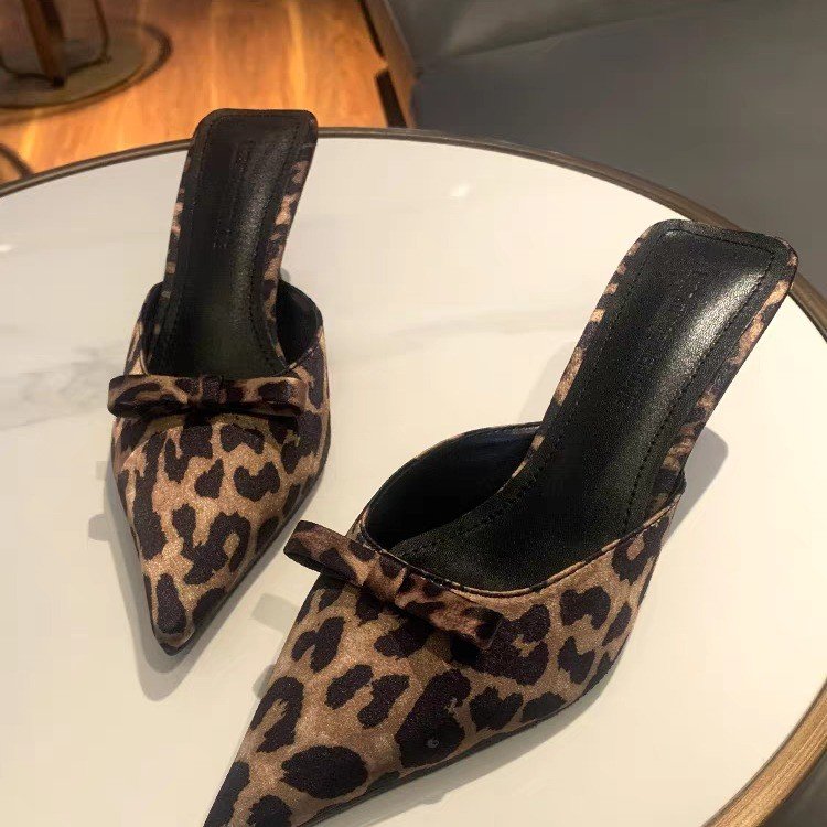 Women Formal Wear For Office - women's leopard-print pointed high-heeled slippers fashion
