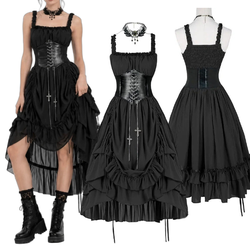 Vintage Women'S Formal Wear - Women Gothic Dress Corset Slip Black