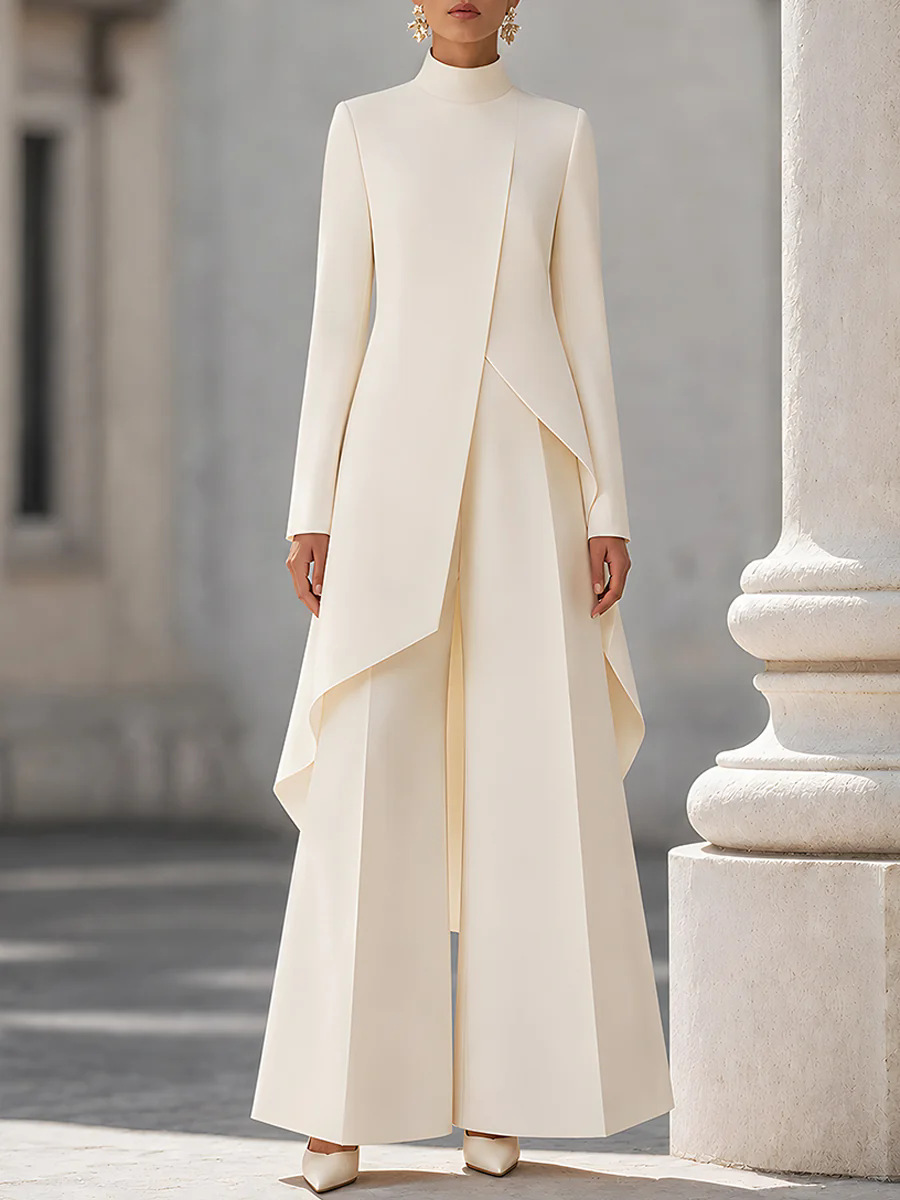 Women'S Formal Wear Suit - Women Two Piece Outfit Mock Neck