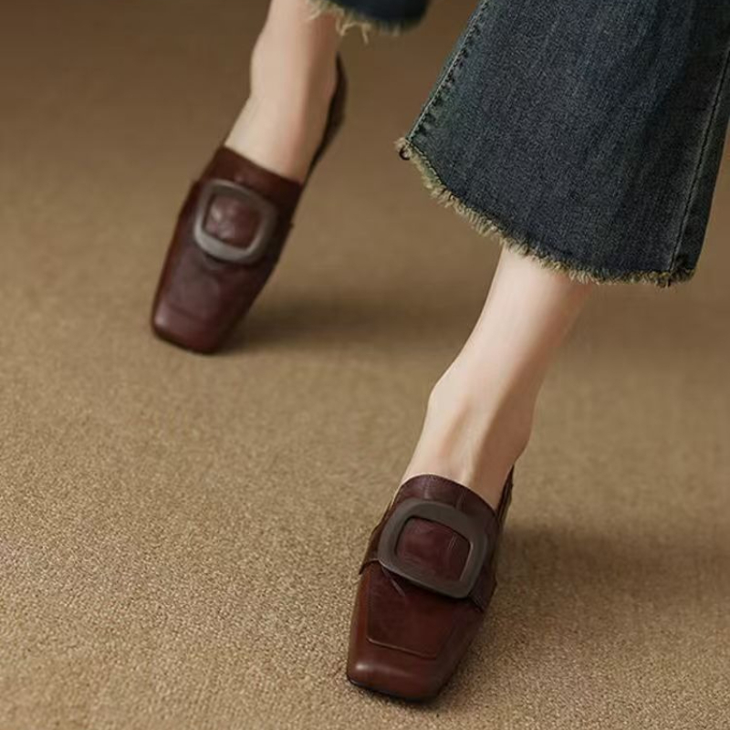 Women Formal Wear For Office - Fashion Square Buckle Designer Ladies Shoes