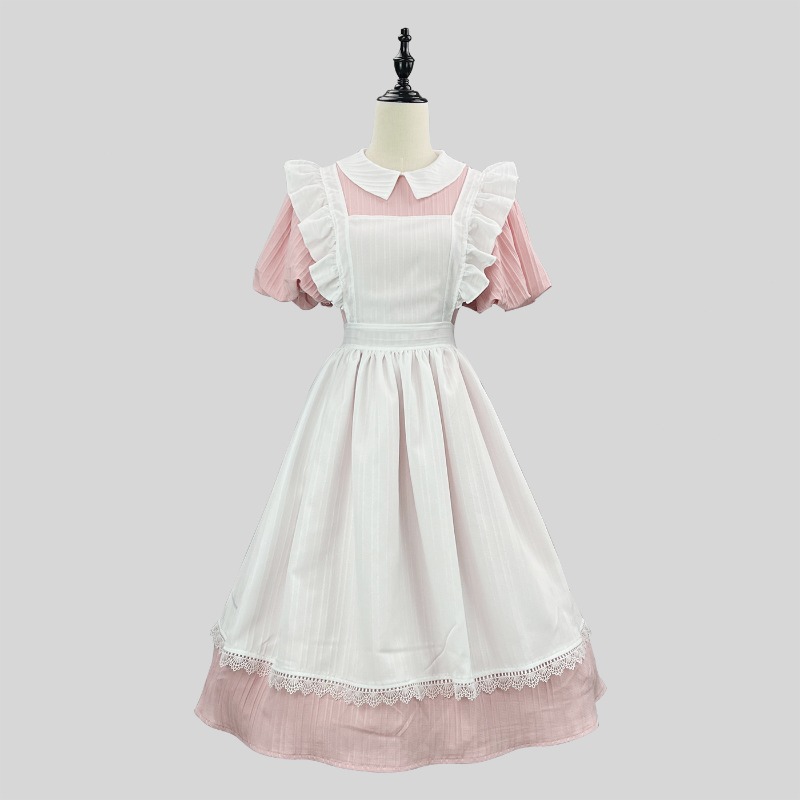 Long Pink White Maid Dress wit - đánh giá và giá Vintage Women'S Formal Wear