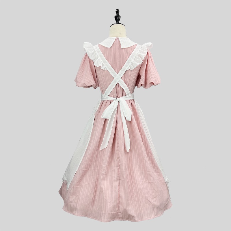 Long Pink White Maid Dress wit - đánh giá và giá Vintage Women'S Formal Wear