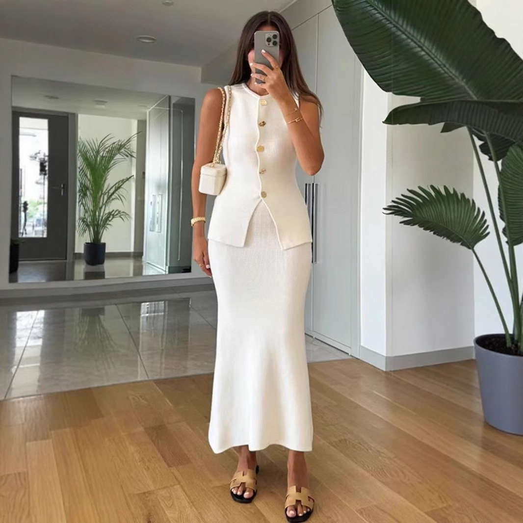 Round-neck Single-breasted Sle - đánh giá và giá Women Formal Wear Set