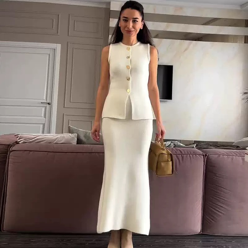 Round-neck Single-breasted Sle - đánh giá và giá Women Formal Wear Set